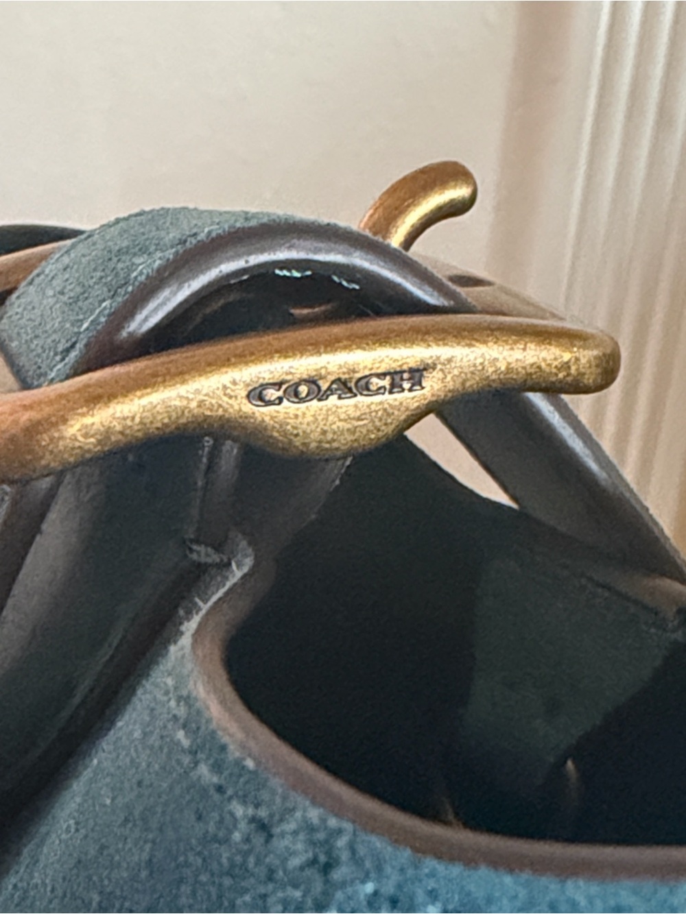 COACH Teal Suede Bucket Bag with Wide Adjustable Strap - Picture 11 of 11